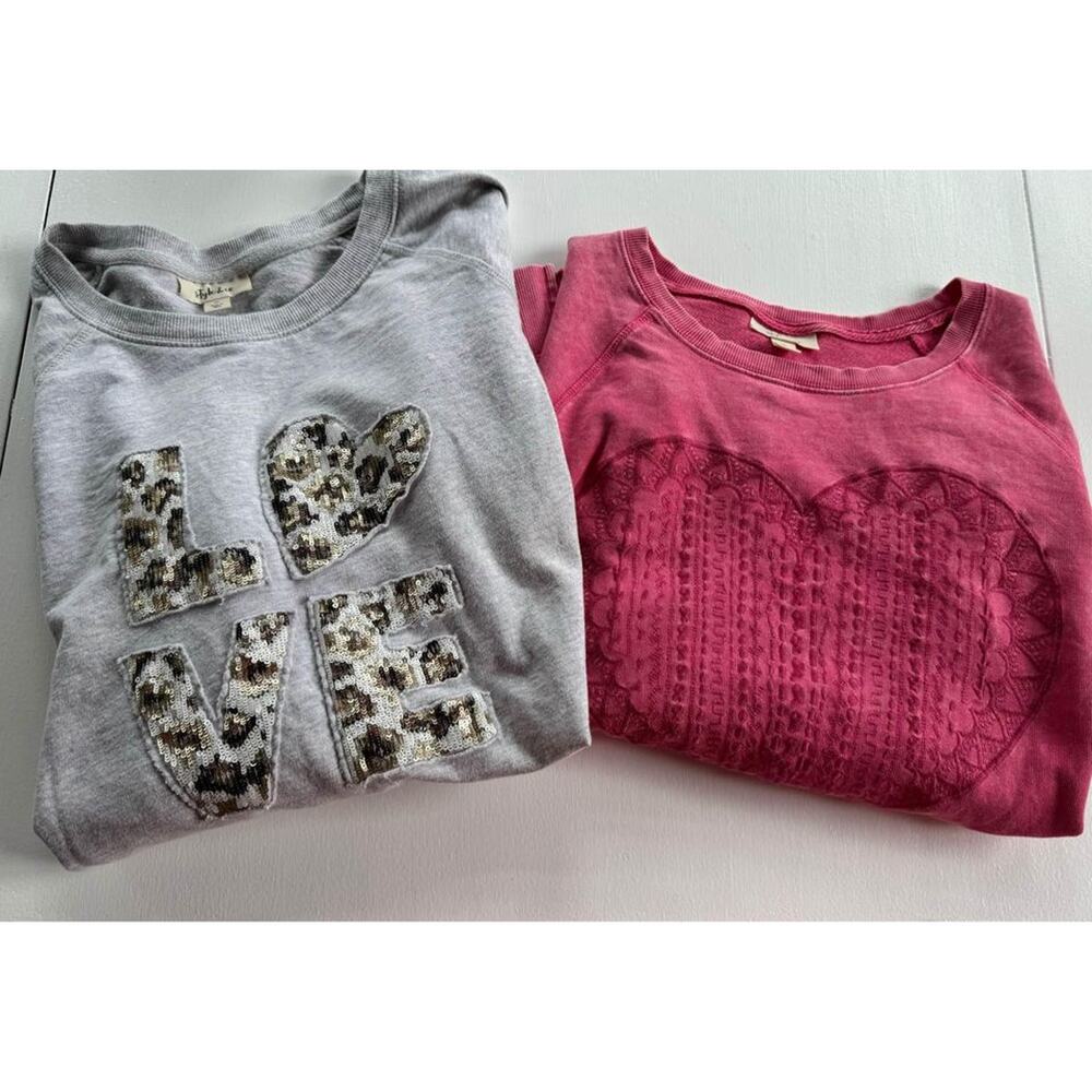 2 Macys Charter club LOVE vintage wash sweatshirts XL